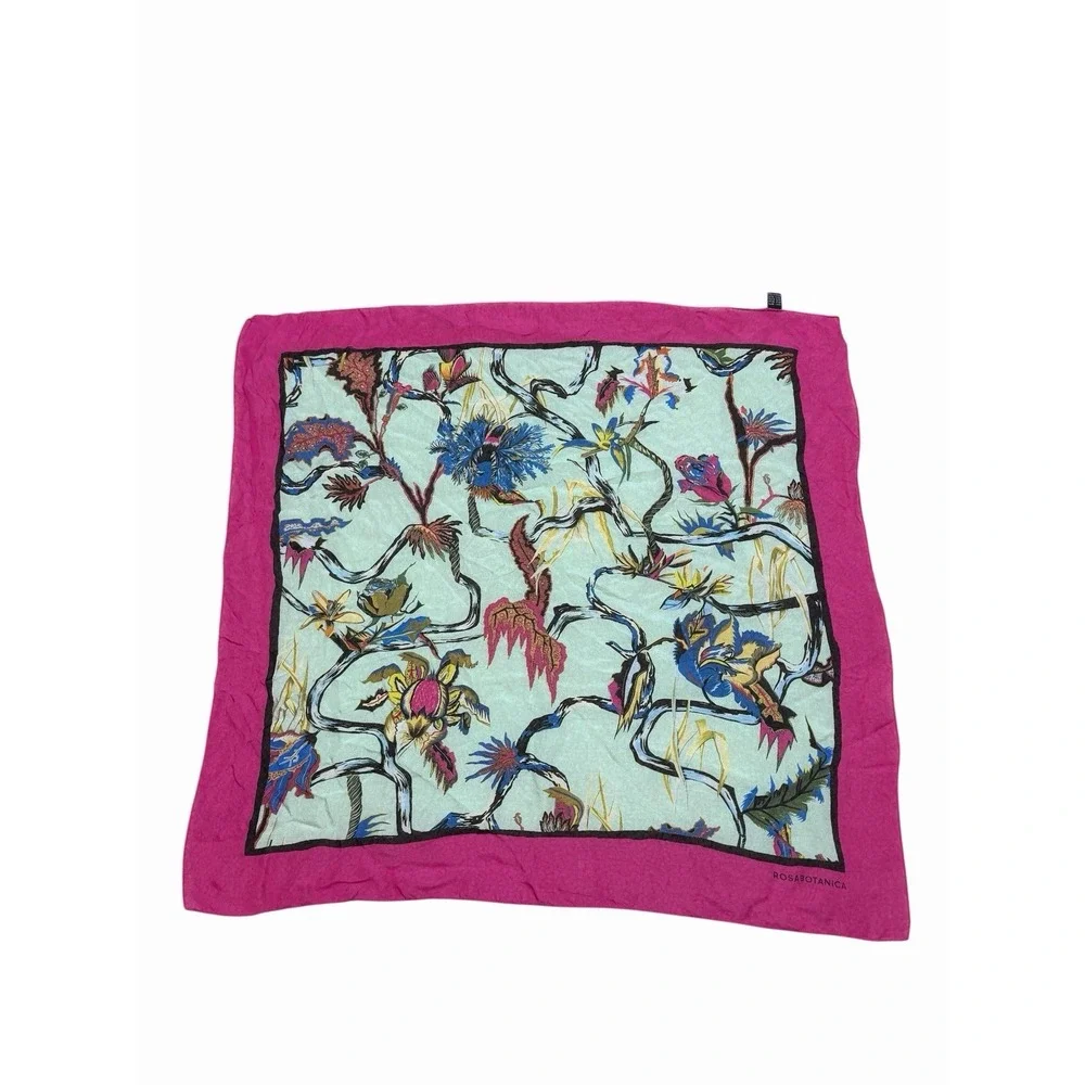 Balenciaga Rosabotanica Silk Floral Square Scarf Multicolor Made in Italy 26x24